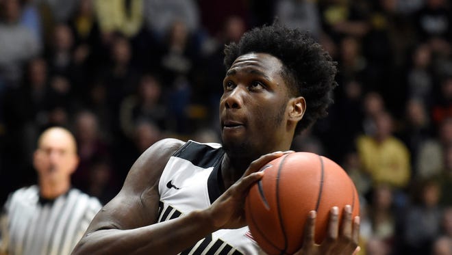 Boilermakers forward Caleb Swanigan (50) goes for a layup in the second half  at Mackey Arena.