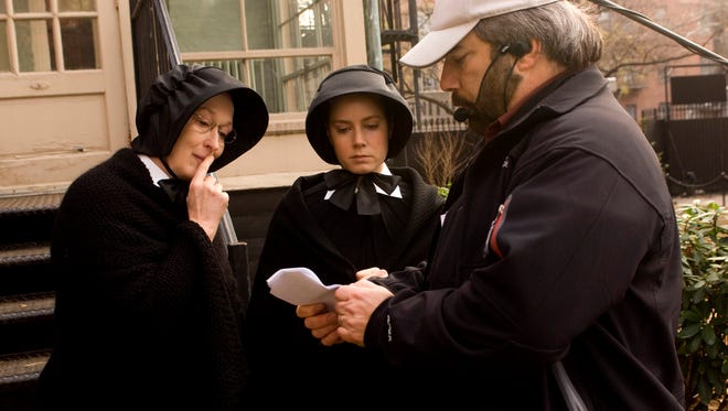 Prices Corner-based filmmaker John Rusk on the set of feature film "Doubt" in New York City with Meryl Streep (left) and Amy Adams (right) on Dec. 10, 2007.