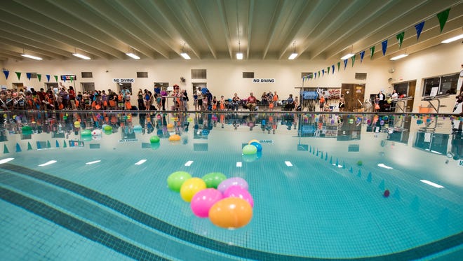 Eggs float in the pool prior to the Hanover YMCA's egg hunt, Saturday, March 24, 2018. Children scooped and dived for eggs during the YMCA's underwater egg hunt. Over 240 kids registered for the fun. 
