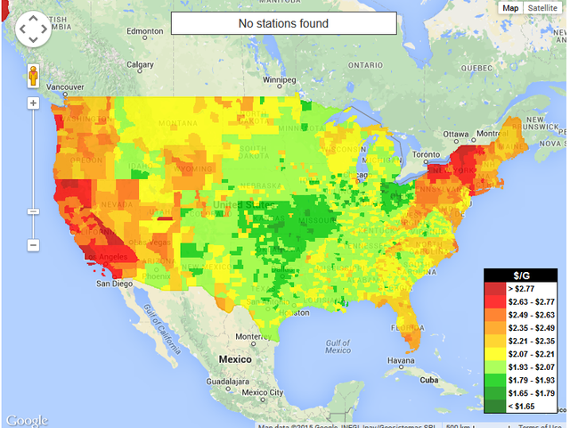 Use This Us Gas Price Heat Map To Design Cheapest Possible Road Trip
