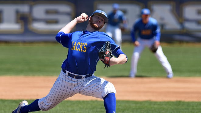 SDSU right-hander Ryan Froom has six wins this year for the Jacks, who open the Summit League baseball tournament Wednesday in Tulsa.