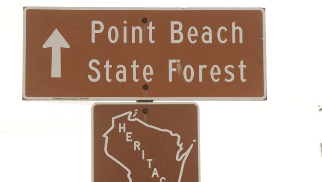 File - Point Beach State Forest sign.
