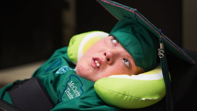 GHS Children's Hospital holds a graduation ceremony for Tabitha Clayton on Monday, June 11, 2018. Clayton, who was born with congenital brain abnormalities and has been in the hospital for the past month, was unable to attend her graduation ceremony at McCarthy Teszler School in Spartanburg.