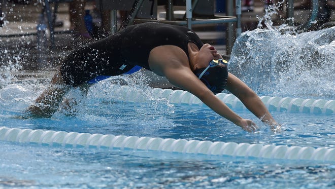 Karen Liu of Community School, shown here at last year's state meet, won a pair of events Wednesday at the Class 1A-District 9 swimming meet at FGCU.