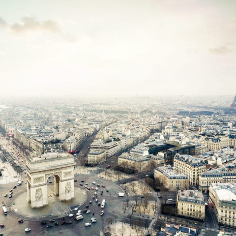 View of Arc de Triomphe and Eiffel Tower