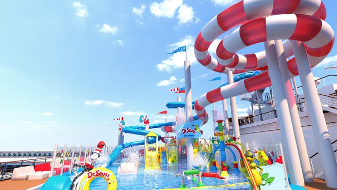A Dr. Seuss-themed water park is in the works for Carnival Cruise Line's next ship, Carnival Horizon.