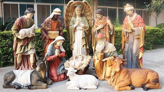 Authorities say someone stole the baby Jesus statue from this Nativity scene outside St. Lucy Catholic Church in Highland Beach on Wednesday, Jan. 1, 2020. It was recovered on Monday, Jan. 6, 2020, outside Mary Help of Christians Catholic Church in Parkland.