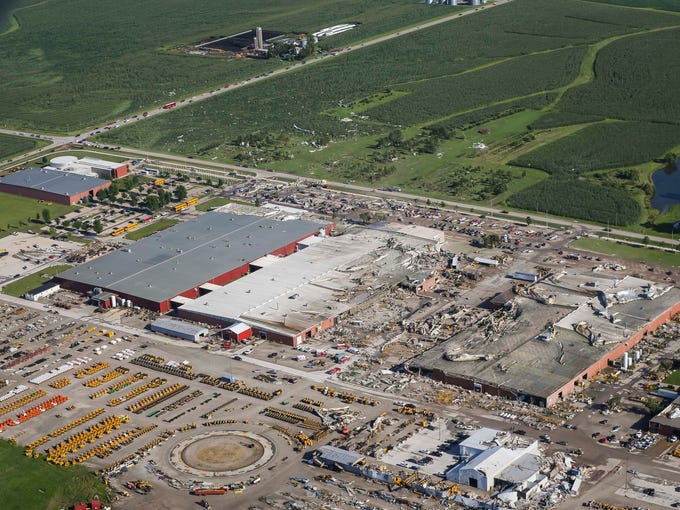 Photos Aerial view of Iowa tornado damage at Pella's Vermeer Corp.