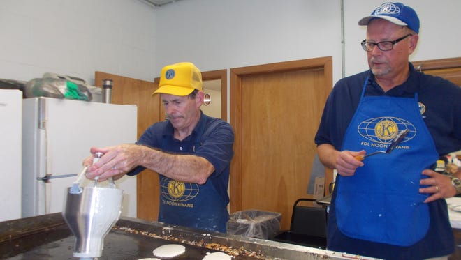 Scott Wittchow looks on as Frank Endejan prepares pancakes at the American Legion in Fond du Lac. This year’s Kiwanis Pancake Day is scheduled Oct. 22, from 6:30 a.m. to 7 p.m. and proceeds go projects serving children in Fond du Lac and around the world.
