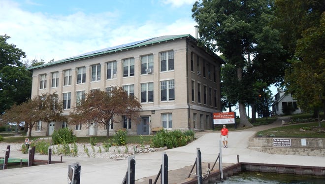 The Ohio State University's Stone Laboratory classroom and research building faces the main dock at Gibraltar Island in Put-In-Bay Harbor.