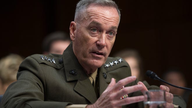 Marine Corps Commandant Gen. Joseph Dunford Jr. testifies during his Senate Armed Services Committee confirmation hearing to become the Chairman of the Joint Chiefs of Staff, on Capitol Hill in Washington, Thursday, July 9, 2015.