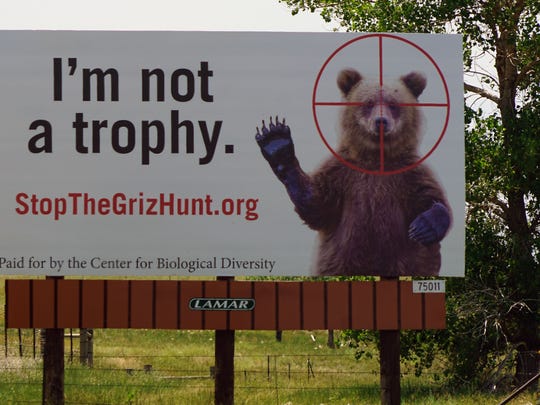A sign near the Colorado-Wyoming border is asking drivers to oppose a grizzly bear hunt in Wyoming scheduled for September 1st. A judge delayed the hunt, necessary to reduce conflicts between humans and grizzlies.