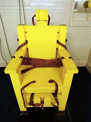 Yellow Mama, Alabama’s electric chair, is at Holman Prison in Atmore.