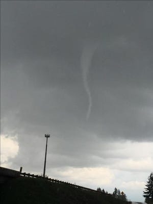 A funnel cloud east of Salem, near the Joseph Street Exit along Highway 22 just after 5 p.m.