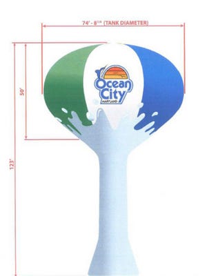 Concept graphic of proposed design for Ocean City’s new water tower on First St.