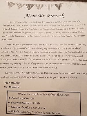 The letter sent home with students.