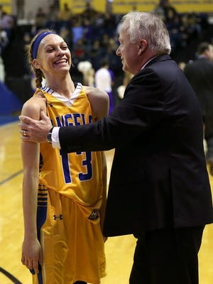 Senior guard Madison Greenwood had 12 points and was one of four players to score in double digits for ASU in the Rambelles' 70-46 blowout against St. Mary's in the season opener at the Junell Center on Tuesday, Nov. 21, 2017.