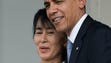 President Obama hugs Myanmar pro-democracy leader Aung