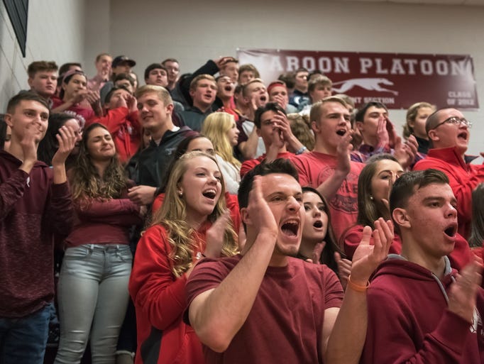 Shippensburg's fans cheer after Cody Gustafson scores