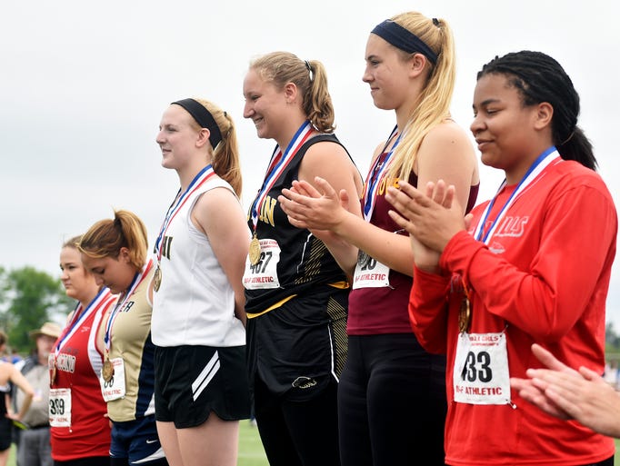 Red Lion's Madisen Kling, center, stands at the top