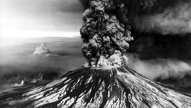 This is an aerial view of the eruption of Mount Saint Helens on May 18, 1980.