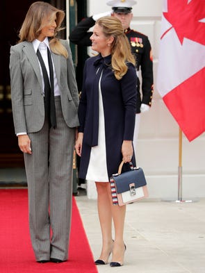 First lady Melania Trump and Canadian first lady Sophie