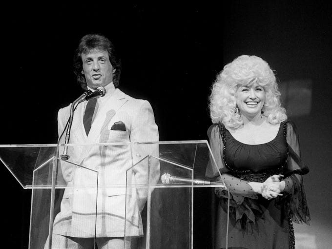 Dolly and Sylvester at Opryland in 1984 for premiere of 