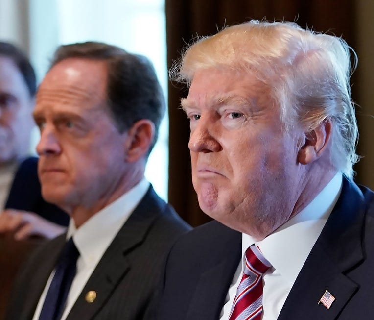 President Donald Trump at a trade policy meeting on Feb. 13, 2018.
