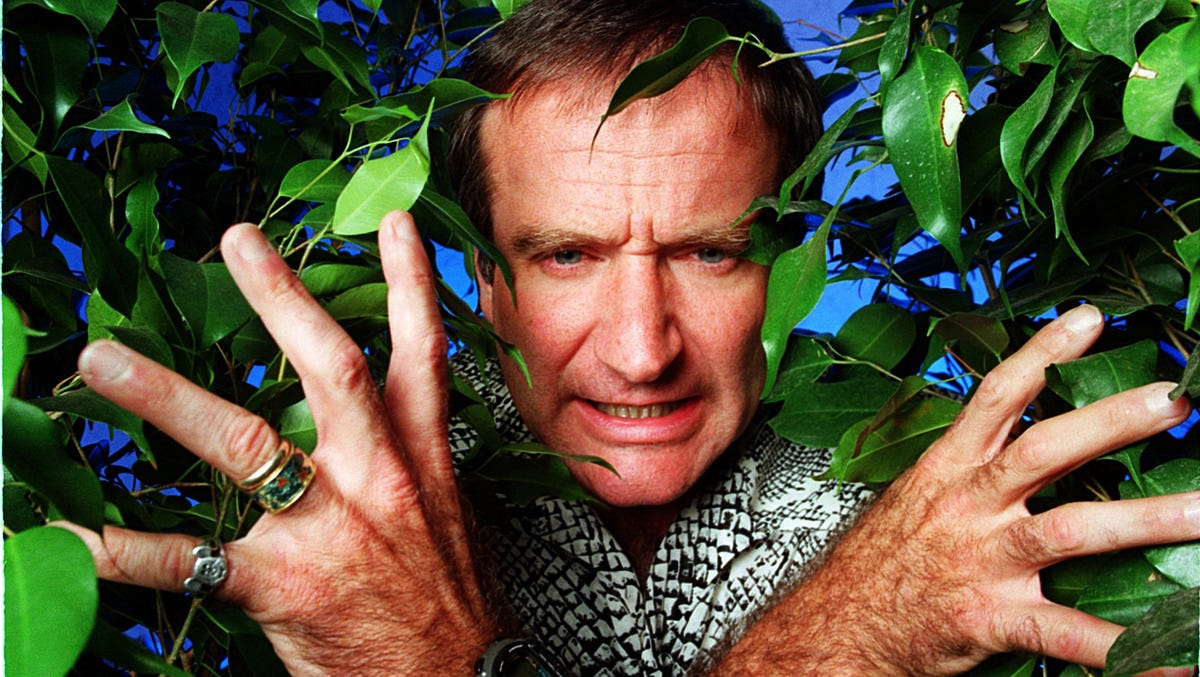 Williams poses with his trademark goofiness during a USA TODAY shoot for "Jumanji" in 1995.