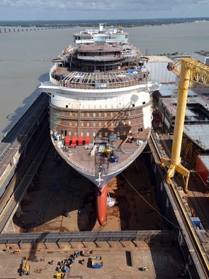 Royal Caribbean's Symphony of the Seas in a dry dock