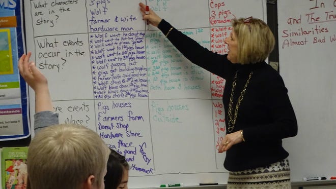 In this file photo, Zane Trace Elementary teacher Patricia Stiltner teaches in her class. Superintendent Jerry Mowery says while state report card grades are important, what is more important is seeing improvement in each student each day