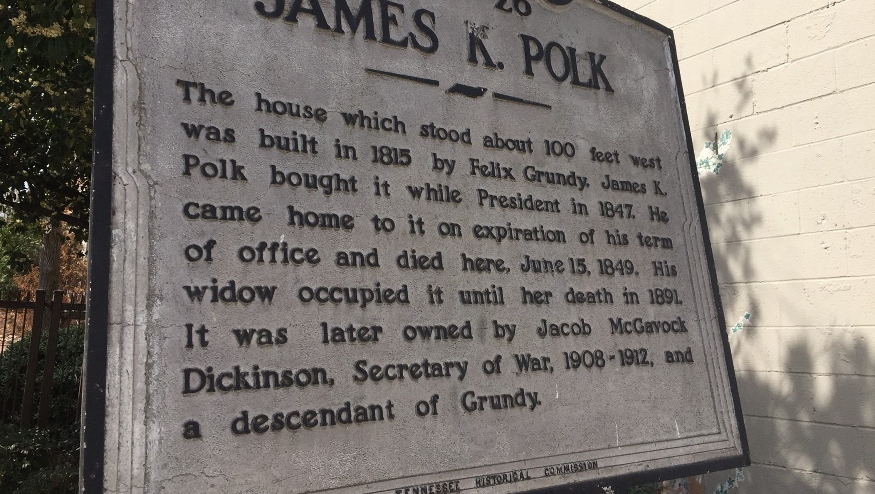 Tennessee Historical Commission opposes moving President James K. Polk