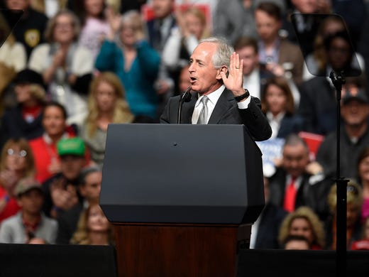 March 15, 2017: U.S. Sen. Bob Corker tells the crowd