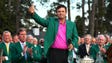 Patrick Reed speaks after receiving his green jacket