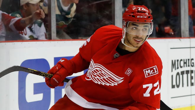 Andreas Athanasiou had 18 goals and 11 assists for the Red Wings last season. He's currently in Switzerland after rejecting the Red Wings' two-year, $3.8 million offer.