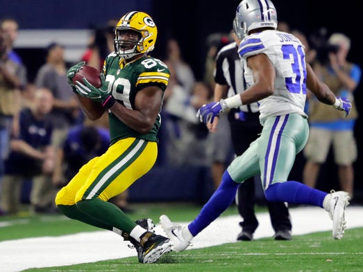 2016: Jared Cook's sideline catch on an Aaron Rodgers