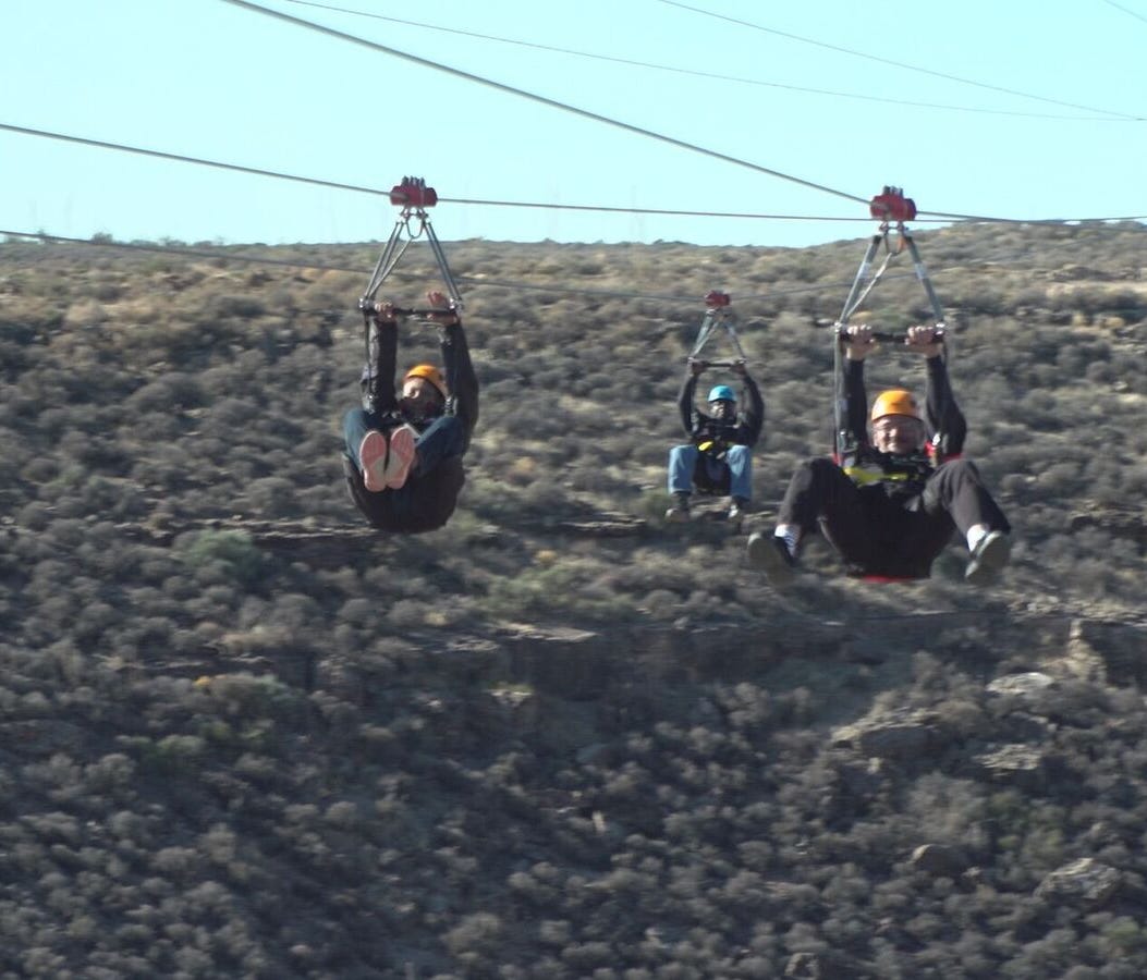 Riders fly at the new Ziplines of Grand Canyon West