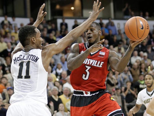 Louisville men&#39;s basketball team escapes from Wake Forest with first ACC win