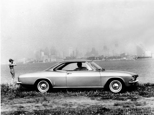This is a 1965 photo of Chevrolet's rear engine Corvair