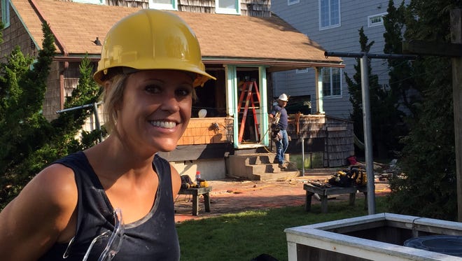Bethany Beach builder Marnie Oursler is pictured on the set of "Big Beach Builds," during its pilot episode.