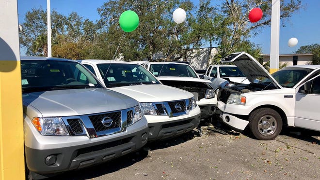 No injuries were reported in a crash at a car dealership in Titusville.