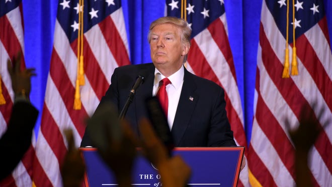 President-elect Donald Trump answers journalists questions during a press conference on Jan. 11, 2017, in New York.
The Democratic House voted last week to denounce the suspension of the U.S. refugee program and all entries from seven Muslim-majority nations for 90 days to review security screening procedures