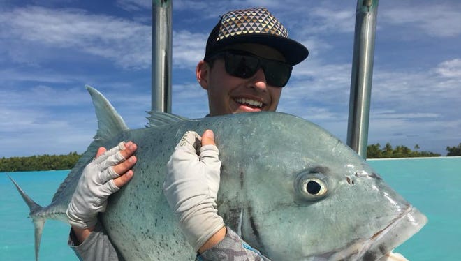 Max Rubino, 17, from Great Falls, caught this giant trevally  in the Cook Islands.