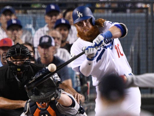 Game 1 at Dodger Stadium: Justin Turner hits a two-run