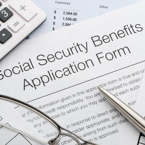 Social Security benefits application.