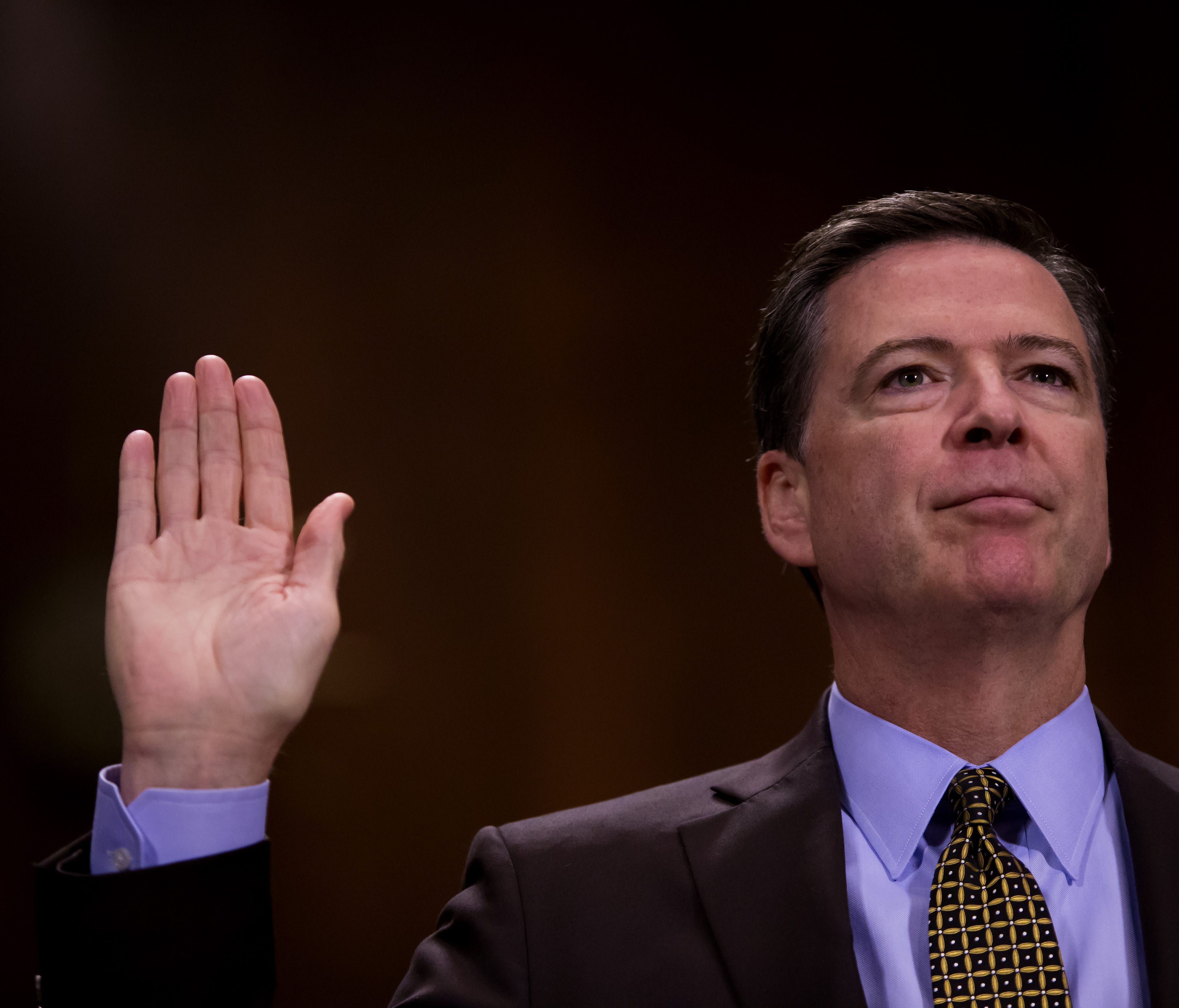 James Comey testifies in front of the Senate Judiciary Committee during an oversight hearing on the FBI on Capitol Hill on May 3, 2017.
