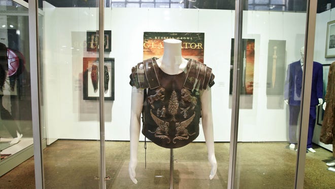One of the costumes from the film Gladiator owned by New Zealand actor Russell Crowe in Sydney, Australia on April 7, 2018.