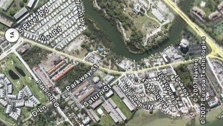 An aerial map of the Inlet Village area in Jupiter.