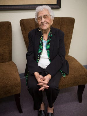 Andrea Rubio poses for a photo at her early birthday celebration on March 17 , 2016 in Phoenix, Ariz. Rubio will turn 106 on the 29th of March.