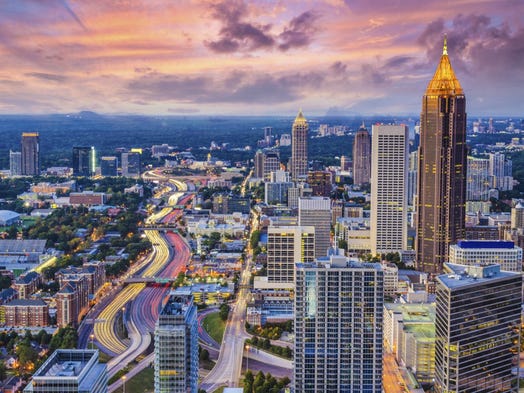 47. Atlanta: While Atlanta has experienced substantial economic and population growth in recent years, the city's high violent crime rate continues to hinder the area's quality of life. There were 1,084 violent crimes reported in 2016 per 100,000 Atlanta residents, nearly three times the national violent crime rate of 386 incidents per 100,000 Americans.